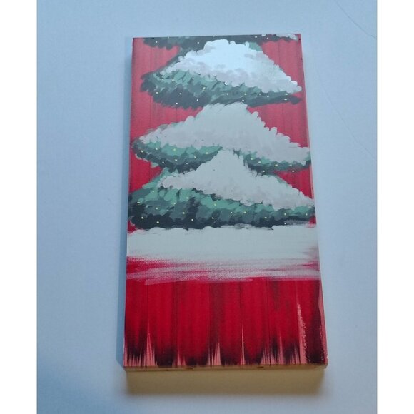 Wooden Merry Christmas Sign Red Snowy Tree Stackable Panels Holiday Cheer Decor - Picture 6 of 16